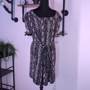 Speed Control New York Grey Black Snakeskin Tie Waist Dress L